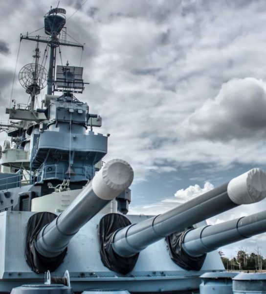 Gun turret on Navy battleship