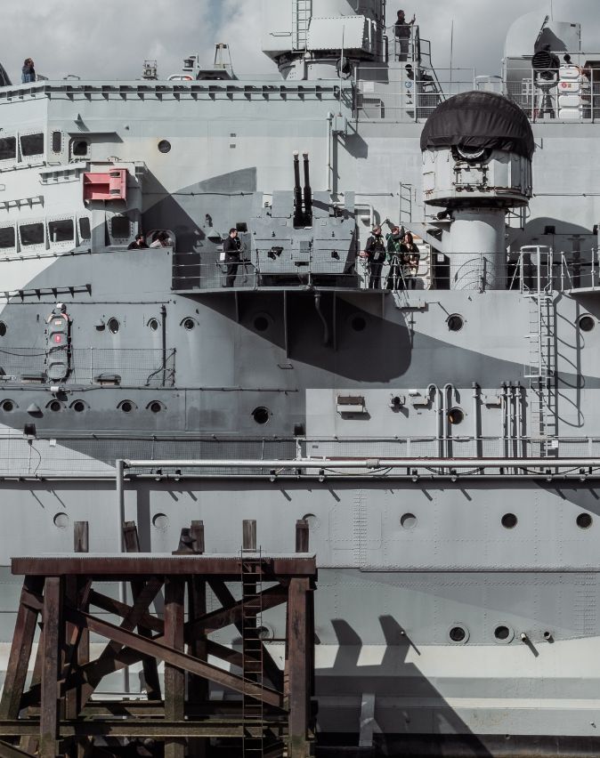 Side view of Navy battleship